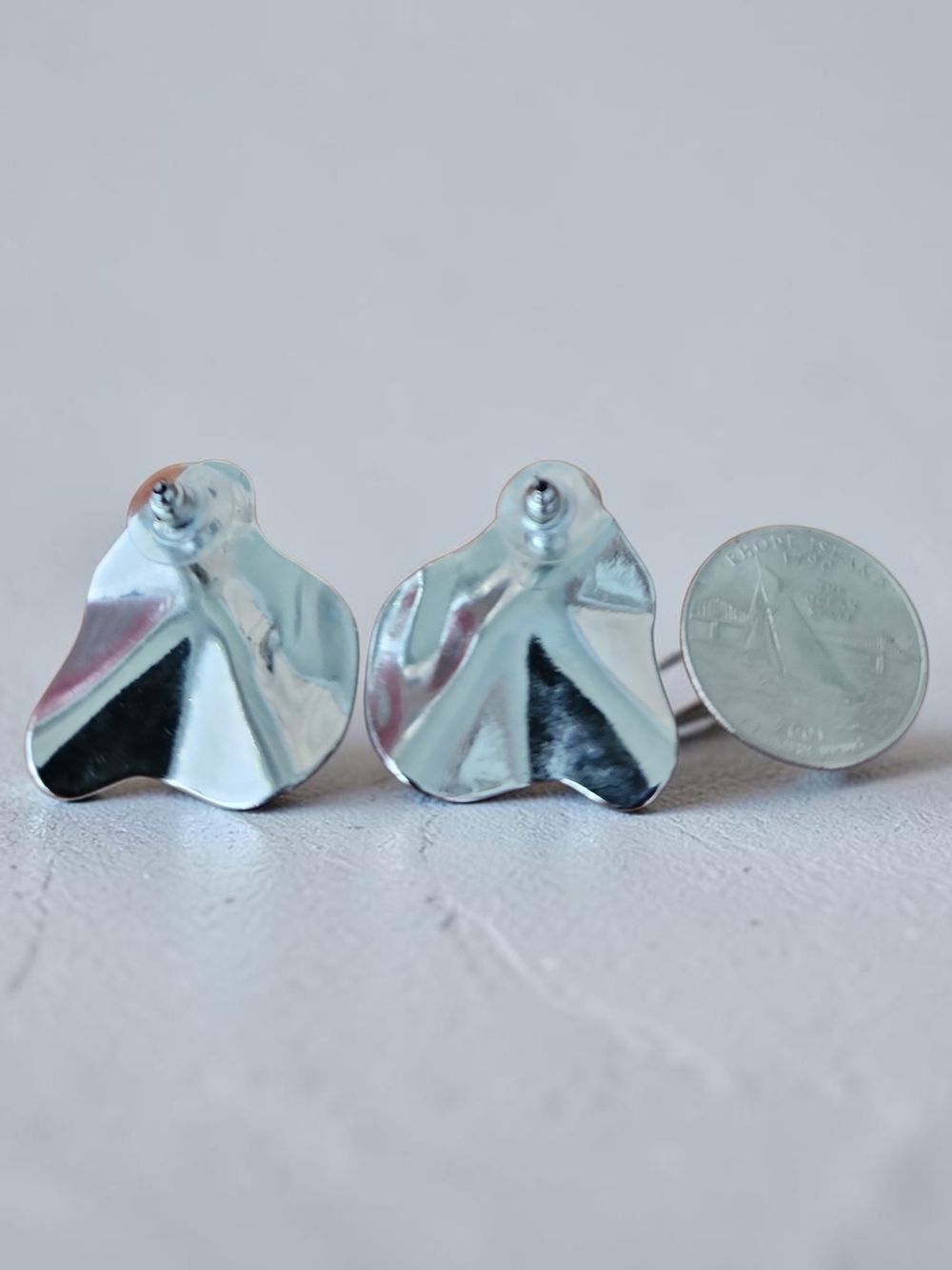 Modern Silver Statement Earrings - Picture 4 of 4